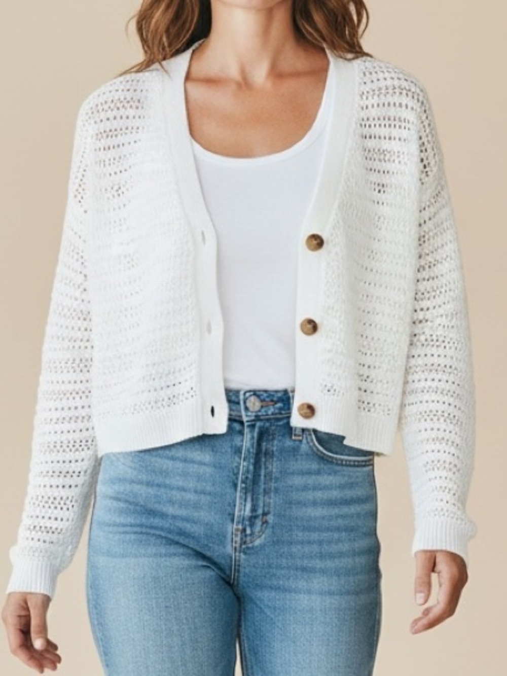 Hollister white open Knit  V neck cardigan xL
